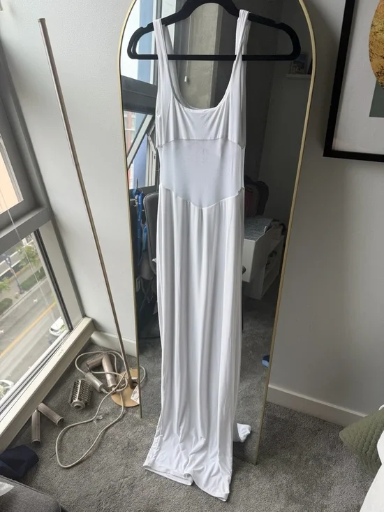 Naked Wardrobe White Mesh Contrast Maxi Dress - Picture 3 of 3